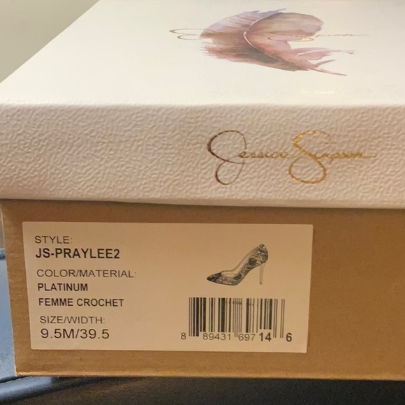 Jessica Simpson Crochet Style Heels with Silver Adornment. - Picture 2 of 4